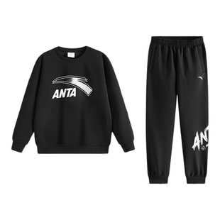 安踏男童套装2025新款冬季男孩卫衣裤子儿童运动服冬装两件套加绒