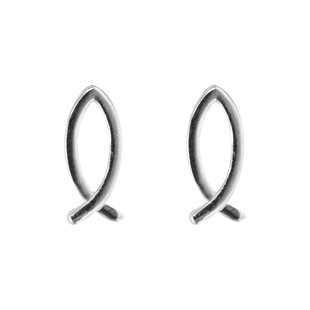 日韩s925纯银简约线条双鱼座耳钉可爱气质耳环耳骨钉耳坠银饰女式