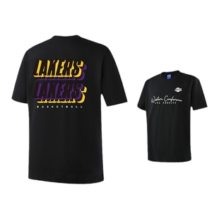 NBA官方正品 欢乐的运动系列 洛杉矶湖人队秋季运动黑色短袖T恤