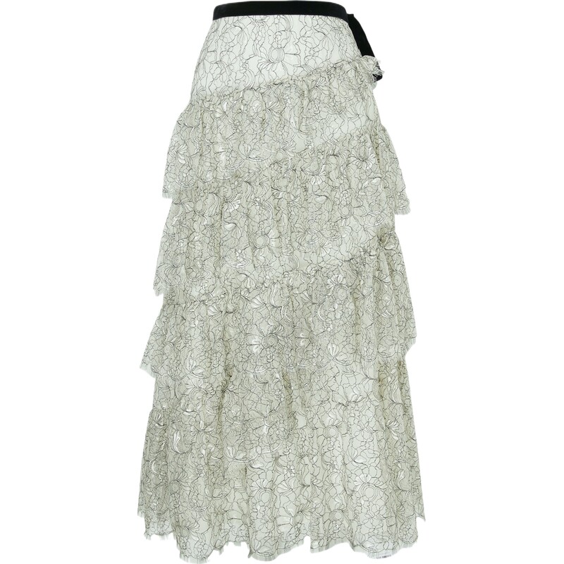 【618狂欢】LoveShackFancy春夏女士分层式蕾丝中长半身裙
