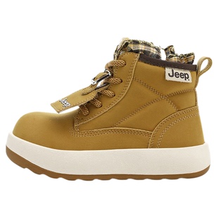 jeep宽头女童马丁靴秋冬加绒儿童Q版大黄靴侧拉链米奇翘头大头鞋
