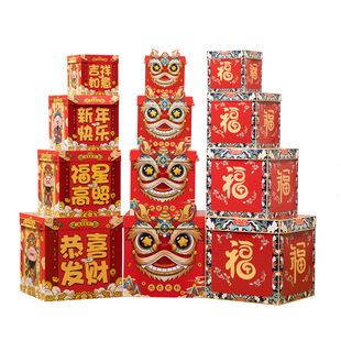 新年装饰用品2026马年礼盒摆件商场银行大厅春节场景布置堆头礼包