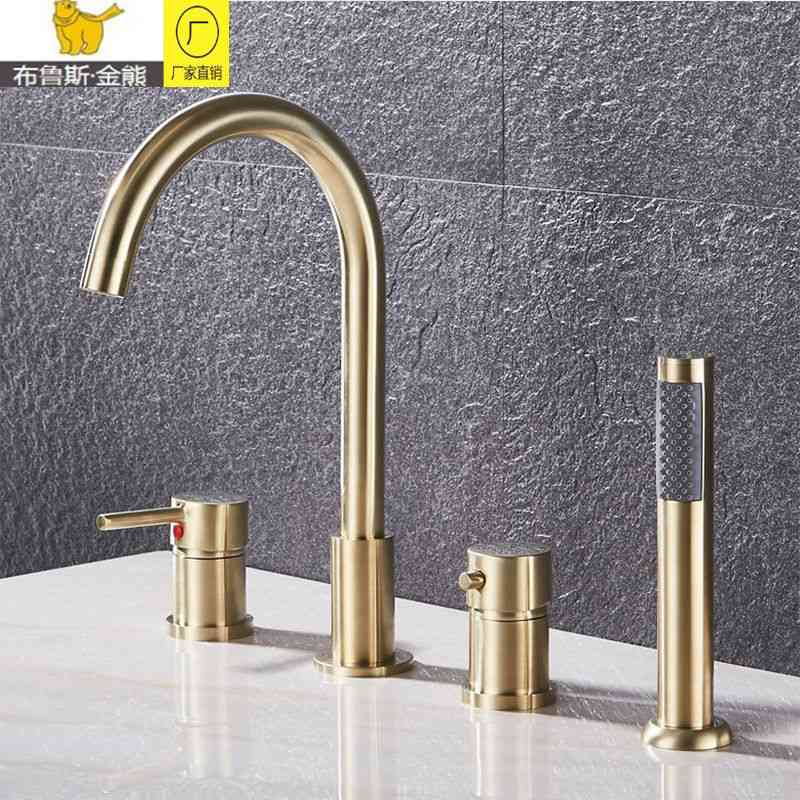 卫生间全铜分体式浴室柜四件套洗脸盆四孔水龙头冷热旋转浴缸龙头