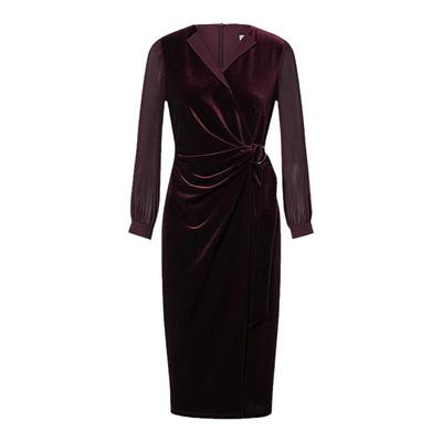 赢智尚安可拉红高级丝绒连衣裙