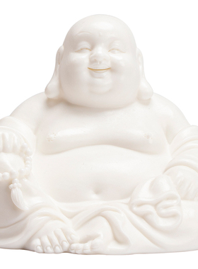 德化白瓷古莲持珠弥勒佛摆件