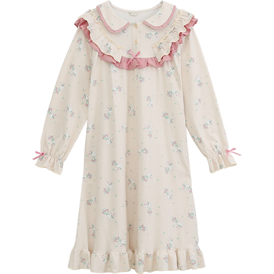 纯棉长袖卡通风女士睡衣