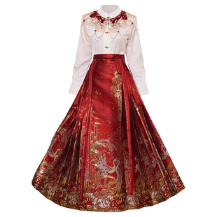 红色马面裙套装2025新款改良汉服新中式小个子订婚结婚敬酒服礼服