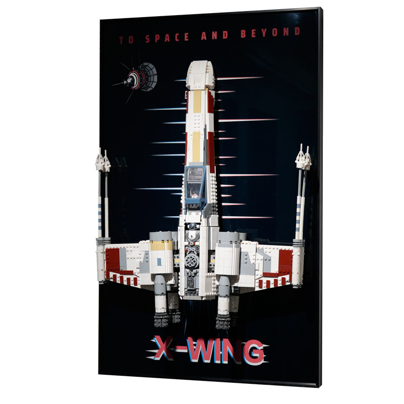 兼容高75355UCS X翼WING战机积木上墙相框挂展示装饰收纳背景板