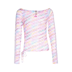 adidas阿迪达斯三条纹舞动系列运动休闲上衣26春女长袖T恤 KR7600