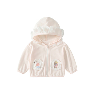 宝宝外套春装新款婴儿洋气连帽开衫女童百搭上衣春季薄款外出衣服