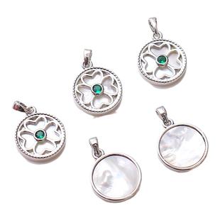 镀真金强保色18k白K贝母吊坠DIY手工饰品手链项链耳饰配件材料