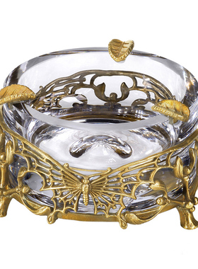 欧式风水晶镶铜茶几轻奢烟灰缸