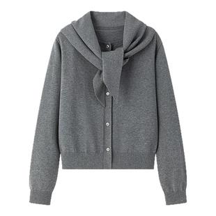 A Memory Inside100%精梳棉 14针四平织法 针织衫女/三角巾两件套