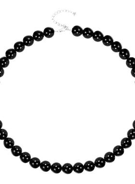 黑色珠珠项链女2023年新款爆款
