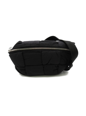 中古BOTTEGA VENETA葆蝶家女包S级99新waist bag编织黑色腰包胸包