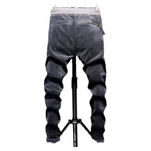 弹力纯棉平绒男士休闲裤新款修身小直筒灰色潮牌25春秋长裤子男款