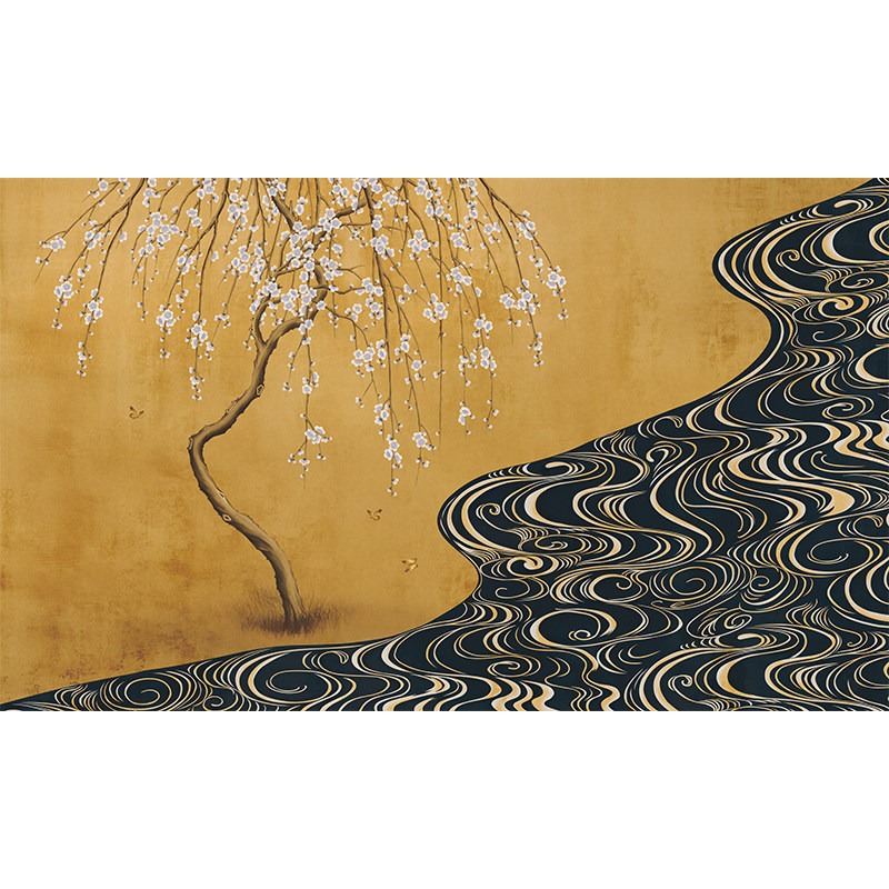 友美家壁纸上门施工梅花壁画中式