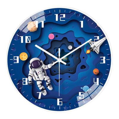 静音挂钟圆形太空儿童