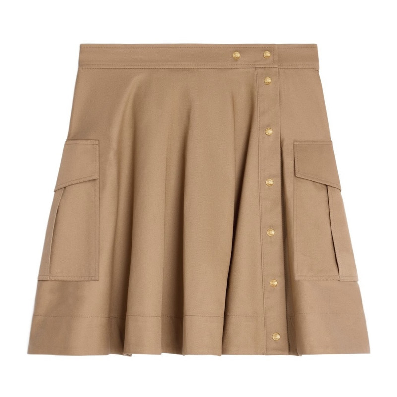 Celine 26春夏卡其色女士棉斜纹布半身裙正品代购RJ09N539W.04CA