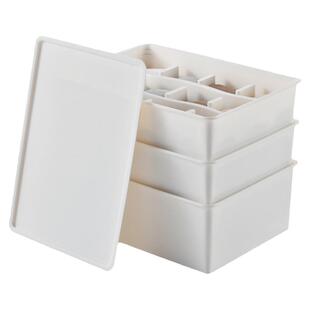 收纳盒带盖桌面储物盒白色塑料整理筐家用客厅茶几零食长方形盒子