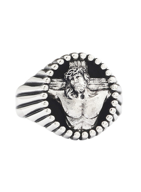 欧美圣像十字架S925纯银男士戒指