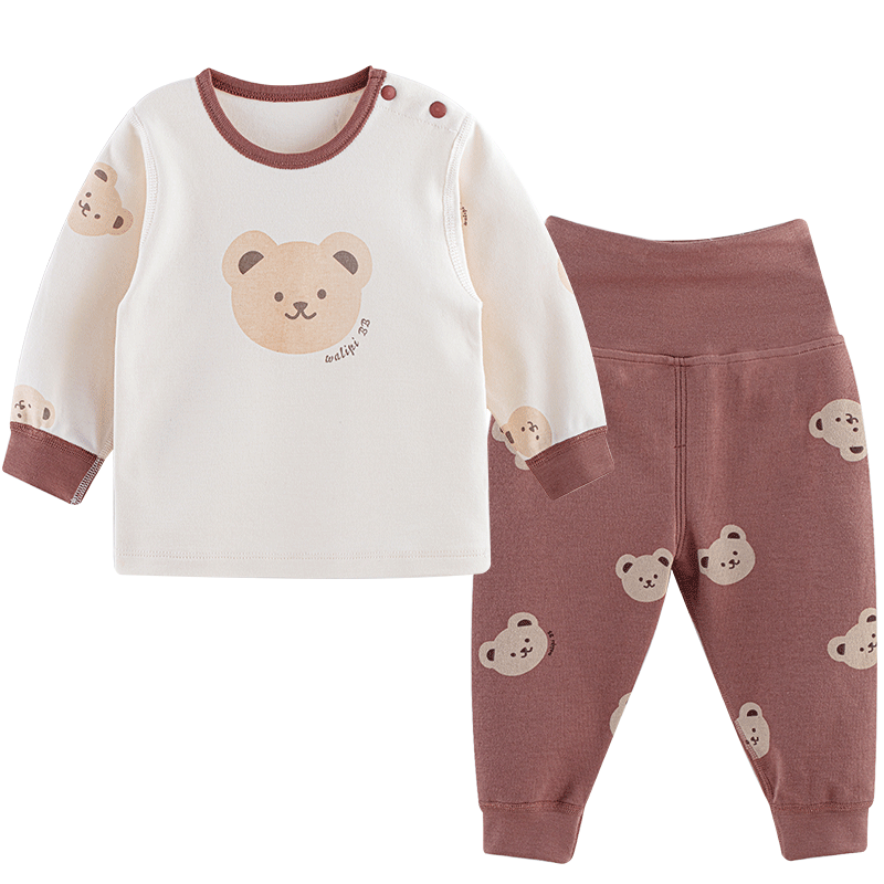 婴儿秋衣秋裤套装纯棉高腰护肚保暖内衣男宝宝女童睡衣打底衫秋冬