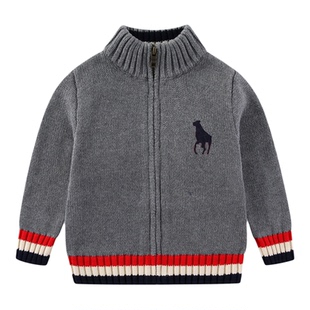 RL076大马毛衣男童厚款纯棉针织衫开衫外套 秋冬