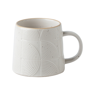 巷子尾〖高级感浮雕杯子〗哑光芝麻釉陶瓷马克杯简约咖啡杯办公室