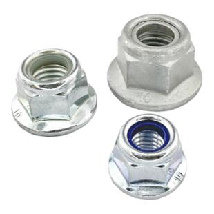 镀锌/达克罗法兰尼龙垫防松螺母GB6183蓝白六角带盘螺帽M4M5-M20