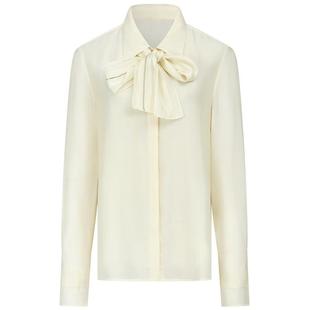 曼德诗莱赛尔天丝衬衫2025秋季新品时尚精致浪漫法式飘带钻饰衬衣