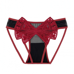 内裤女锦纶免脱镂空纯棉裆蕾丝高级感大码蝴蝶结性感诱惑三角短裤