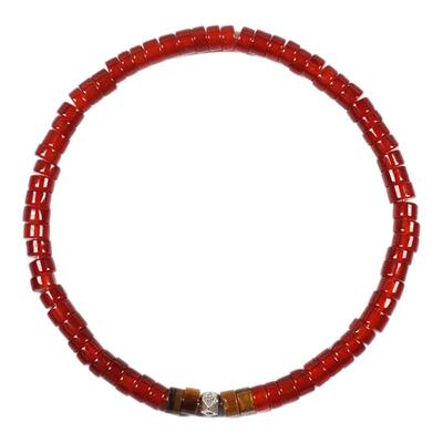 POHIER银珠天然红玛瑙手链