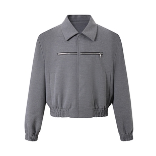 Pointless 23FW 春秋季原创设计高级重磅3D立体斜纹胸口拉链夹克