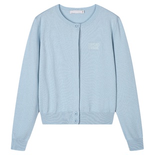 MOUSSY 秋季新品休闲简约字母刺绣圆领针织开衫028IAZ70-2821