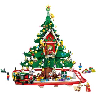 森宝601097圣诞节礼物圣诞树中国积木拼插女孩子益智男孩拼装玩具