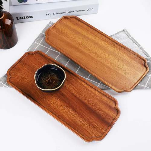 厂家批发南美胡桃木方形花边盘木托盘水果盘木质原碟点心实木