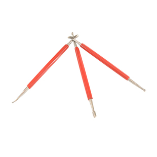 美式皮雕黑柄压擦器  皮革描线铁笔划线笔塑型器铁笔双头红柄套装