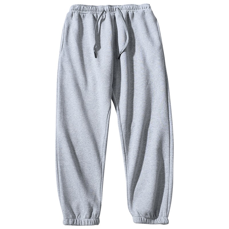 纯棉卫裤男秋冬季纯色百搭束脚裤宽松加绒加厚运动裤潮牌休闲长裤