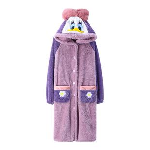 睡衣女冬季珊瑚绒加绒加厚睡袍2025新款秋天可爱甜美兔家居服套装