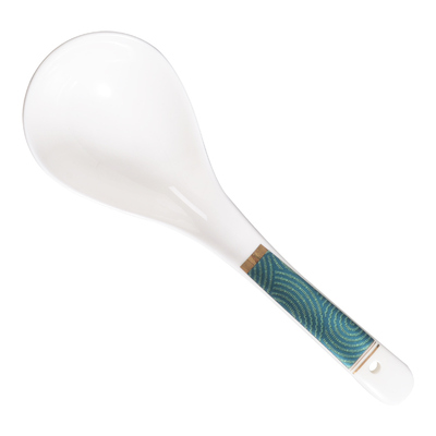 大汤勺骨瓷磨砂质感微浮雕长柄勺