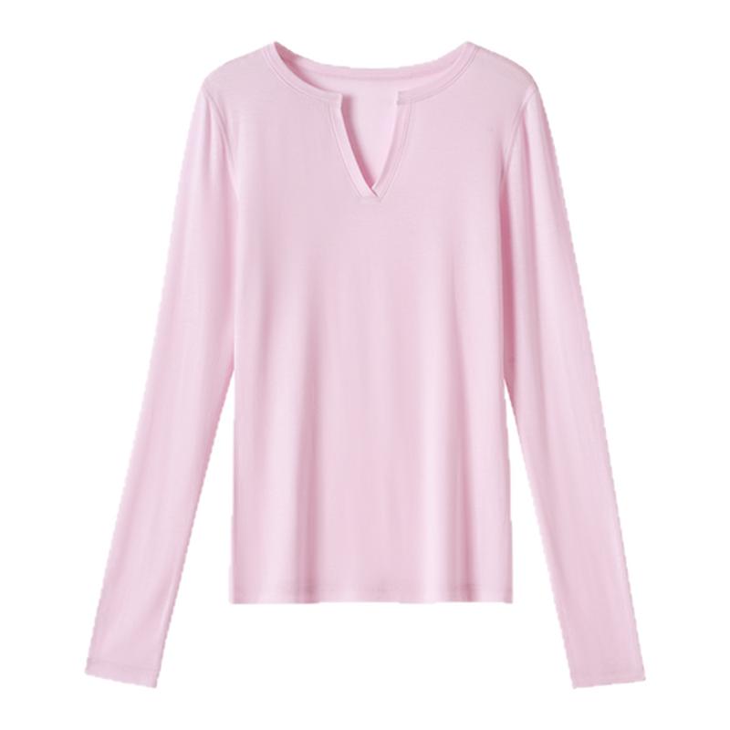 【新品】ubras天丝羊毛V领肌底衣薄柔软圆领打底衫T恤修身内搭女