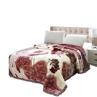 恒源祥集团彩羊毛毯10斤加厚双层冬季拉舍尔双人结婚庆盖毯绒毯子