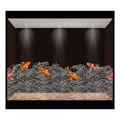 锦鲤浪花玻璃门橱窗餐厅贴纸