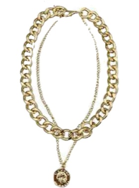 欧美复古夸张人像双层短款锁骨链