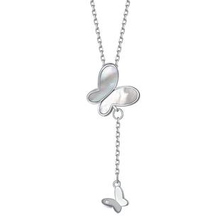 Fanci范琦梦蝶项链925银蝴蝶贝母项链生日礼物设计感