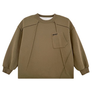 派町童装男童卫衣2026春季新款大童个性分割卫衣儿童休闲韩版上衣