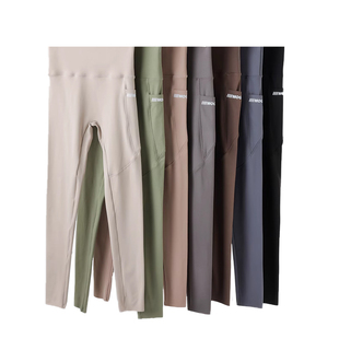 带口袋鲨鱼裤女外穿春秋季高腰收腹提臀磨毛打底裤沙鱼瑜伽健身裤