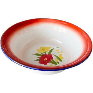 老式复古怀旧餐具铁茶缸子搪瓷盘子小瓷碗市井火锅烧烤三件套