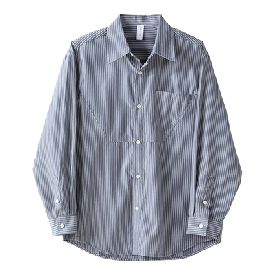 LUUD Cityboy轻简风条纹衬衣外套春季款解构分割拼接贴袋男士衬衫