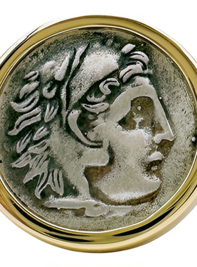 UMI家·轻珠宝/S925银镀金·希腊古币大力神戒指素圈高级简约重工